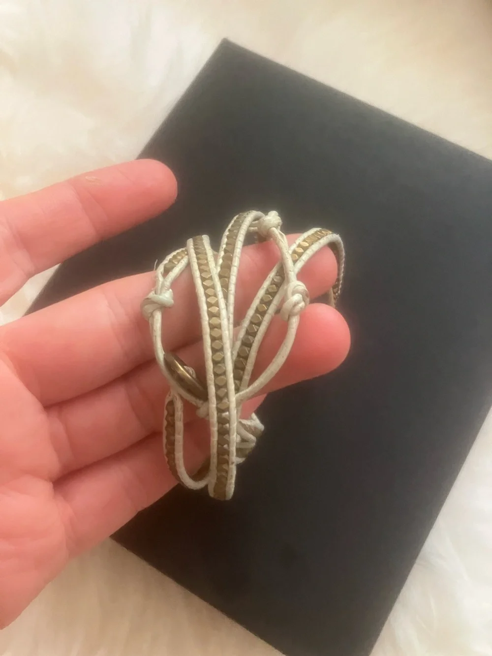 Club Monaco Light Blue and Gold Cord Bracelet
